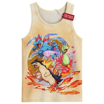 Pokemon Johto Starters Tank Top, Rise of the Starters Tank Top, Anime Tank Top