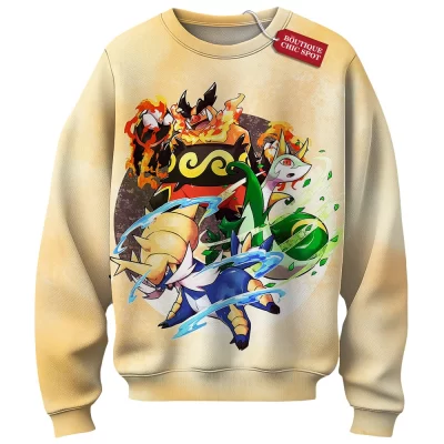 Pokemon Unova Starters Sweatshirt, Starter Legacy Sweatshirt, Anime Sweatshirt