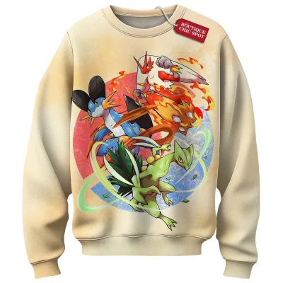 Pokemon Hoenn Starters Sweatshirt, The Starter Bonds Sweatshirt, Anime Sweatshirt