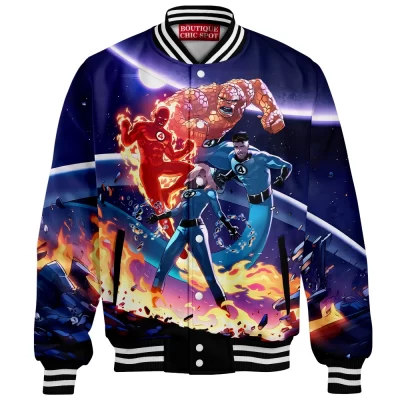 Fantastic Four Baseball Jacket, Heroes of the Cosmos Baseball Jacket, Marvel Comics Baseball Jacket