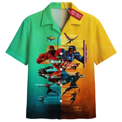 Iron Man vs Captain America Hawaiian Shirt, Avengers Civil War Hawaiian Shirt, Marvel Comics Hawaiian Shirt