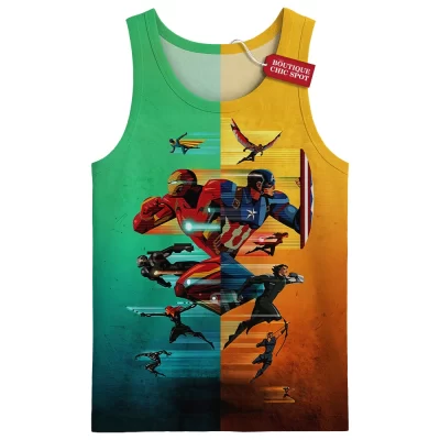 Iron Man vs Captain America Tank Top, Avengers Civil War Tank Top, Marvel Comics Tank Top