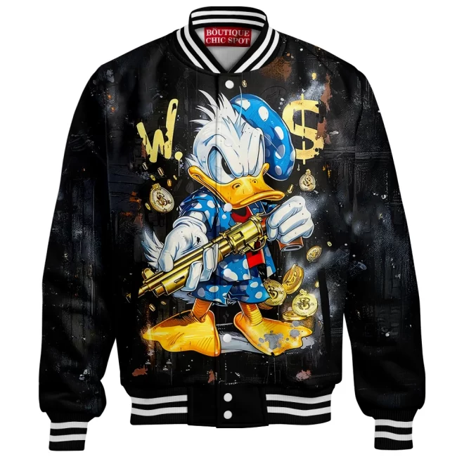 Donald Duck Baseball Jacket, Gangsta Rich Baseball Jacket, Disney Baseball Jacket
