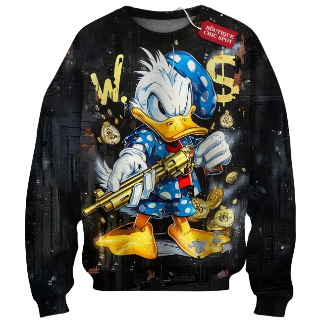 Donald Duck Sweatshirt, Gangsta Rich Sweatshirt, Disney Sweatshirt