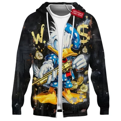Donald Duck Zip Hoodie, Gangsta Rich Zip Hoodie, Disney Zip Hoodie