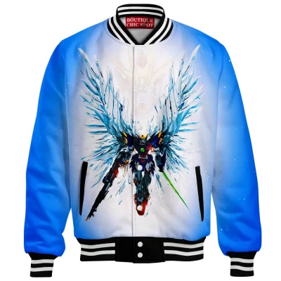 Gundam Wing Zero Baseball Jacket, Eternal Wings Baseball Jacket, Anime Baseball Jacket