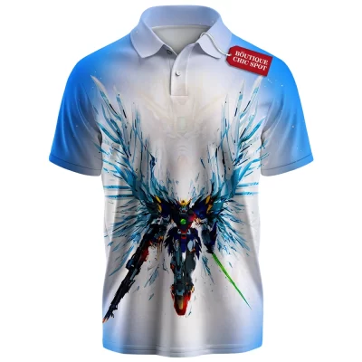 Gundam Wing Zero Polo Shirt, Eternal Wings Polo Shirt, Anime Polo Shirt