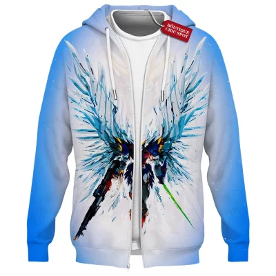 Gundam Wing Zero Zip Hoodie, Eternal Wings Zip Hoodie, Anime Zip Hoodie