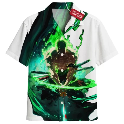 One Piece Zoro Hawaiian Shirt, Sword of the Demon Aura Hawaiian Shirt, Anime Hawaiian Shirt