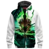 One Piece Zoro Zip Fleece Hoodie, Sword of the Demon Aura Zip Fleece Hoodie, Anime Zip Fleece Hoodie
