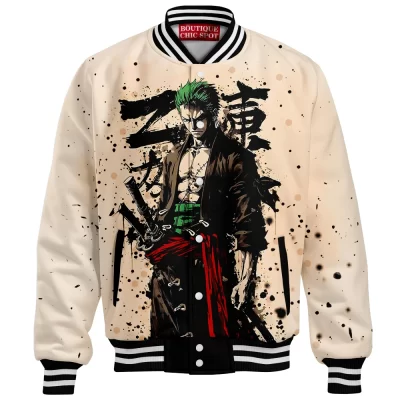 One Piece Zoro Baseball Jacket, Samurai of the Seas Baseball Jacket, Anime Baseball Jacket