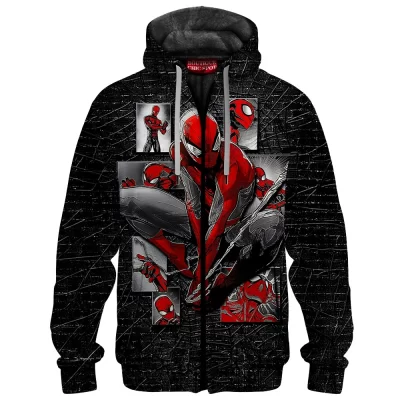 Spider-Man Zip Fleece Hoodie, Web of Stories Zip Fleece Hoodie, Marvel Comics Zip Fleece Hoodie