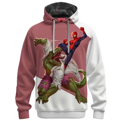Spider-Man vs Lizard Fleece Hoodie, Predator and Prey Fleece Hoodie, Marvel Comics Fleece Hoodie