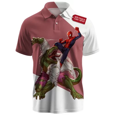 Spider-Man vs Lizard Polo Shirt, Predator and Prey Polo Shirt, Marvel Comics Polo Shirt