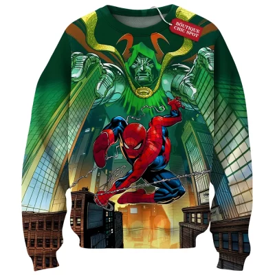 Spider-Man vs Doctor Doom Sweatshirt, City Showdown Sweatshirt, Marvel Comics Sweatshirt