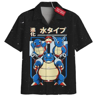 Pokemon Squirtle Evolution Hawaiian Shirt, Aqua Legacy Hawaiian Shirt, Anime Hawaiian Shirt