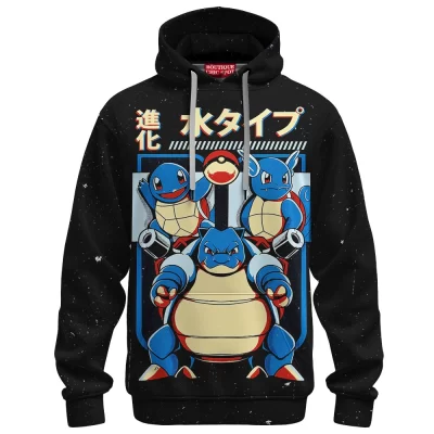 Pokemon Squirtle Evolution Hoodie, Aqua Legacy Hoodie, Anime Hoodie