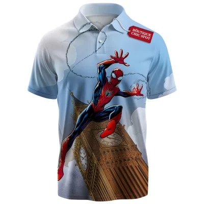 Spider-Man Polo Shirt, Web of London Polo Shirt, Marvel Comics Polo Shirt