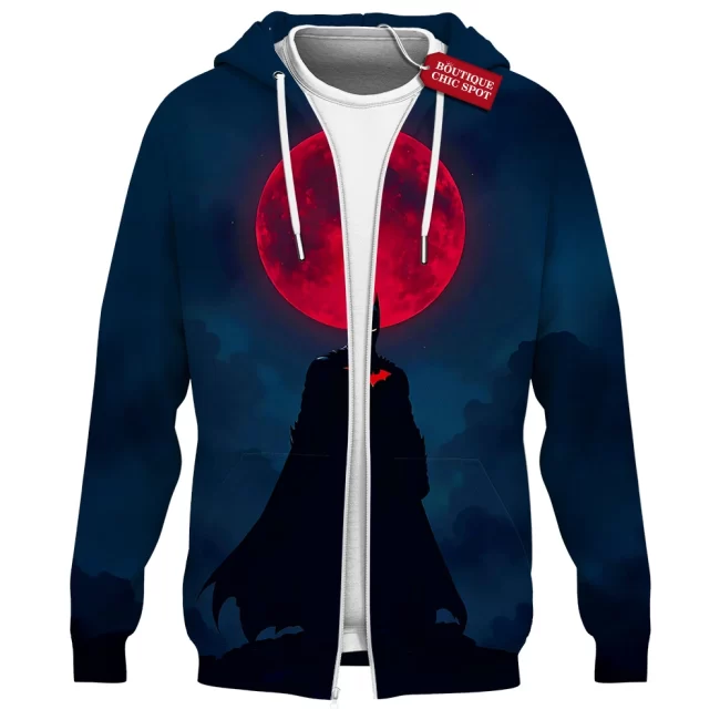 Batman Zip Hoodie, Night of the Blood Moon Zip Hoodie, DC Comics Zip Hoodie