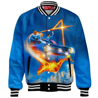 Fantastic Four Baseball Jacket, Heroes of Tomorrow Baseball Jacket, Marvel Comics Baseball Jacket