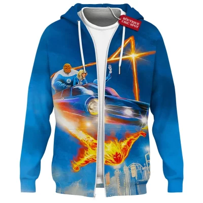 Fantastic Four Zip Hoodie, Heroes of Tomorrow Zip Hoodie, Marvel Comics Zip Hoodie