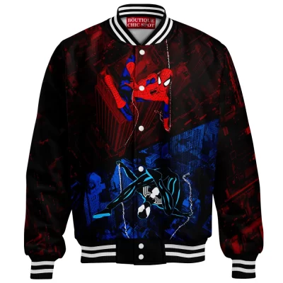 Spider-Man Baseball Jacket, Web of Contrasts Baseball Jacket, Marvel Comics Baseball Jacket