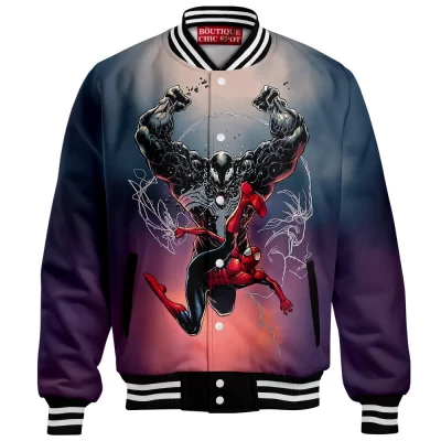 Spider-Man vs Venom Baseball Jacket, Rise of the Symbiote Baseball Jacket, Marvel Comics Baseball Jacket