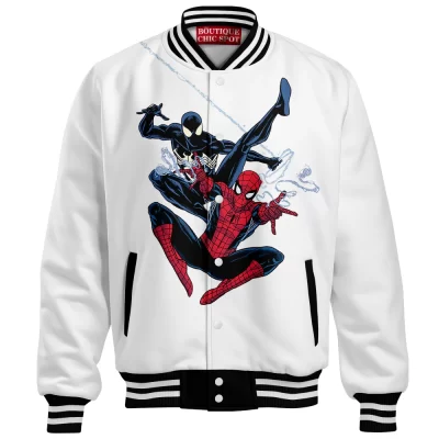 Spider-Man Baseball Jacket, Dual Destiny Baseball Jacket, Marvel Comics Baseball Jacket