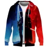 Star Wars Zip Hoodie, Light vs Dark Zip Hoodie, Sci Fi Zip Hoodie