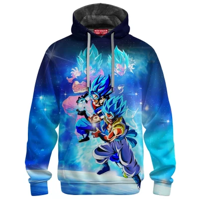 Goku vs Vegeta Fleece Hoodie, Super Saiyan Blue Fusion Power Fleece Hoodie, Anime Fleece Hoodie