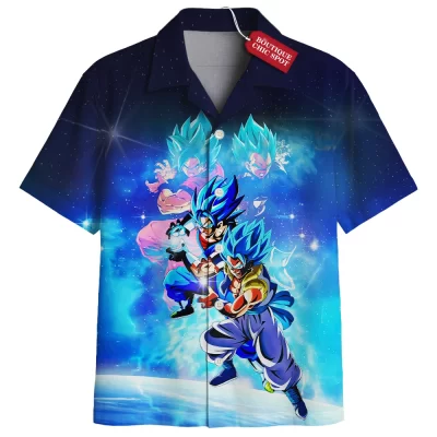 Goku vs Vegeta Hawaiian Shirt, Super Saiyan Blue Fusion Power Hawaiian Shirt, Anime Hawaiian Shirt