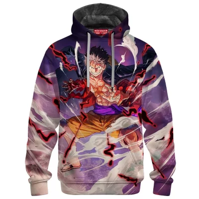 One Piece Fleece Hoodie, Luffy Gear 5 Fleece Hoodie, Anime Fleece Hoodie