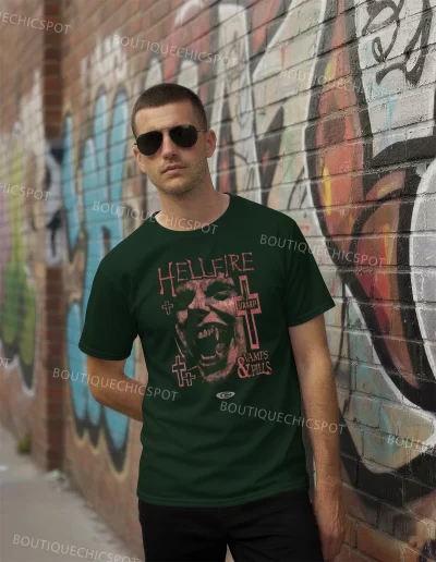 Hellfire Y2K Streetwear T-Shirt, Vampire Graphic Cotton Tee 19 t shirts green 11